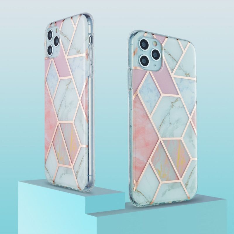 Cover iPhone 11 Pro Max Hvid Silikone Marmor Geometri