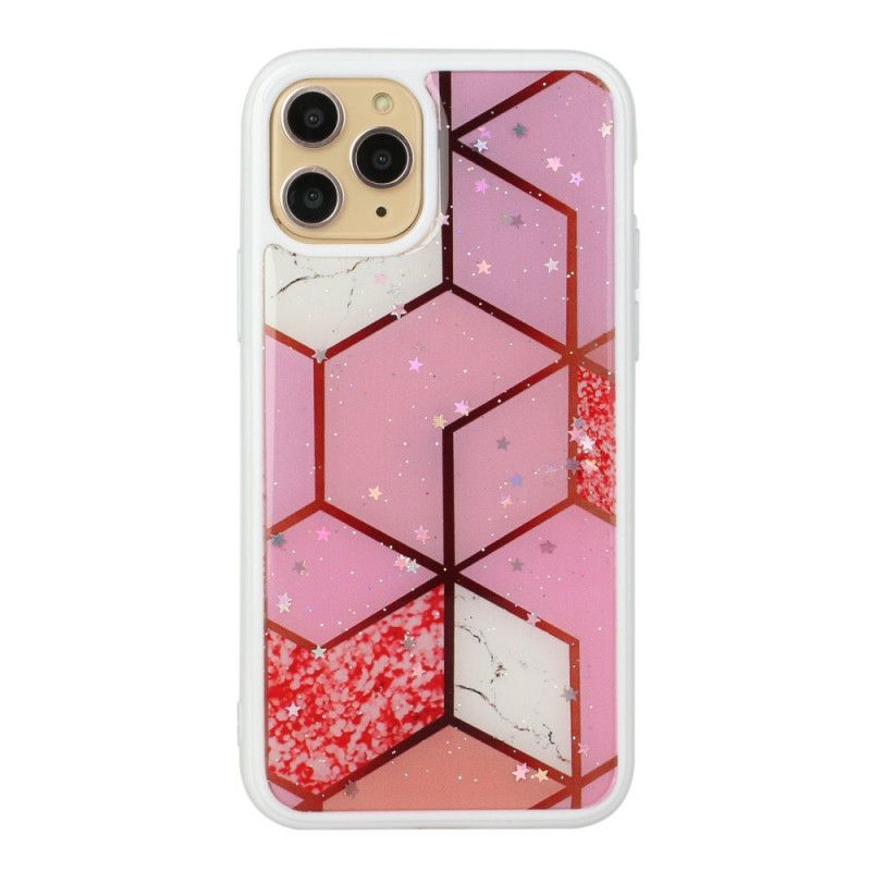 Cover iPhone 11 Pro Max Magenta Silikone Og Epoxymarmor Design Beskyttelse