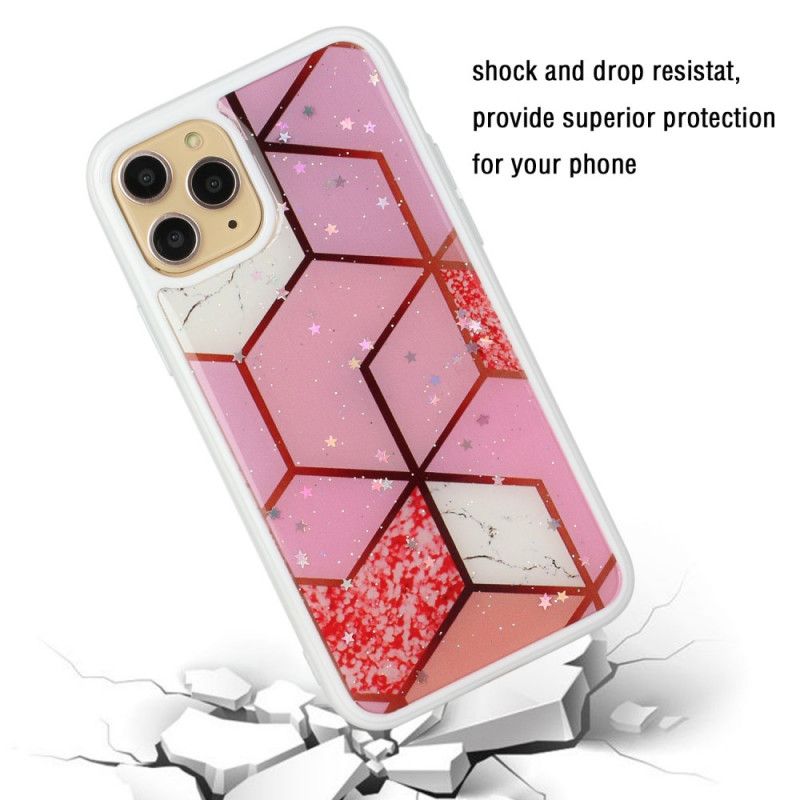 Cover iPhone 11 Pro Max Magenta Silikone Og Epoxymarmor Design Beskyttelse