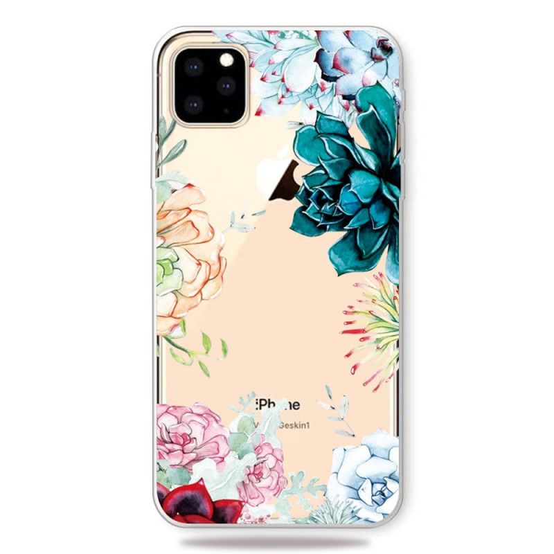 Cover iPhone 11 Pro Max Mobilcover Gennemsigtige Akvarelblomster