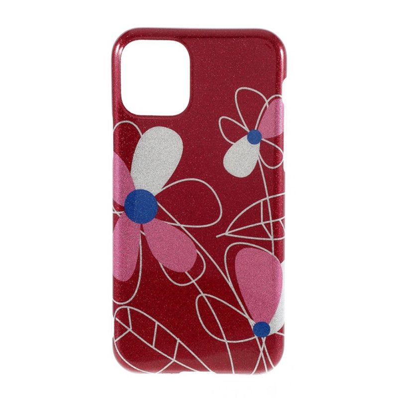 Cover iPhone 11 Pro Max Rød Blomsterglitter Beskyttelse