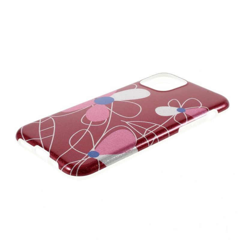 Cover iPhone 11 Pro Max Rød Blomsterglitter Beskyttelse