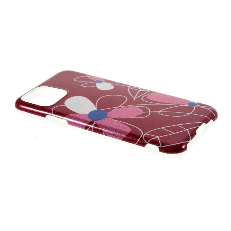 Cover iPhone 11 Pro Max Rød Blomsterglitter Beskyttelse