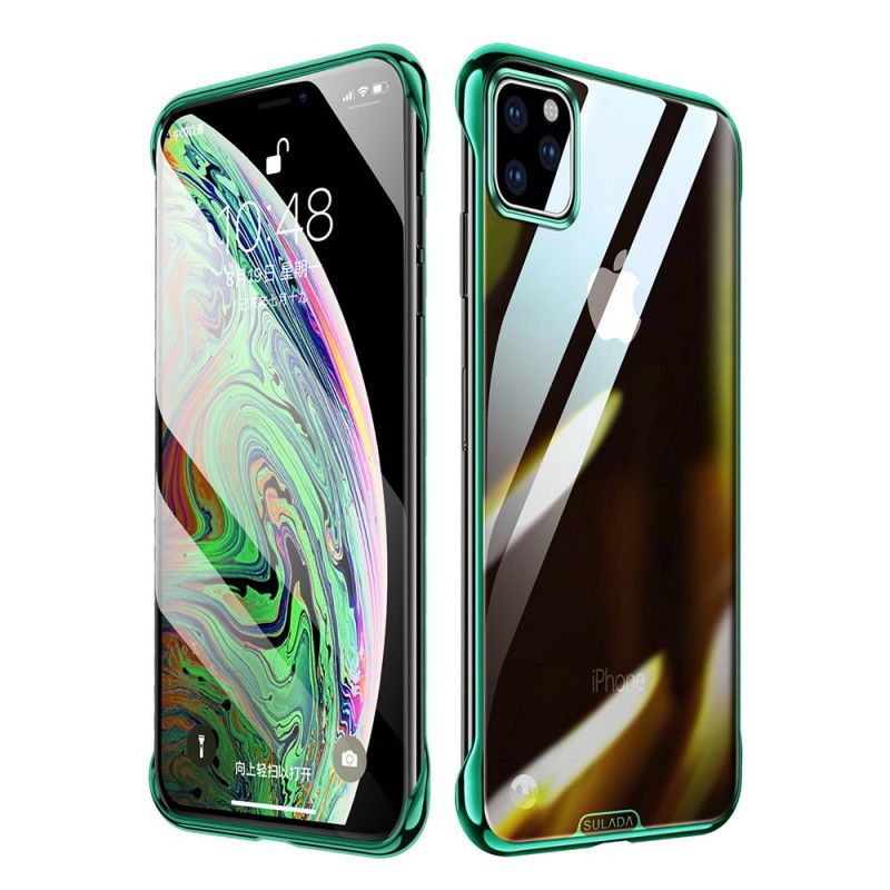 Cover iPhone 11 Pro Max Rød Mobilcover Gennemsigtig Sulada- Og Metaleffekt