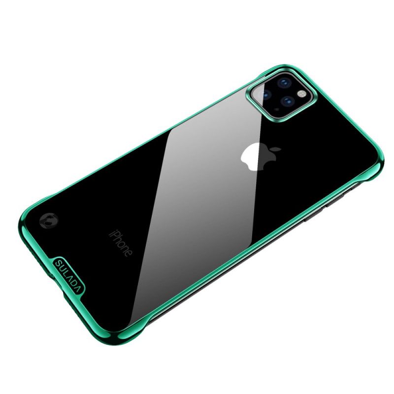 Cover iPhone 11 Pro Max Rød Mobilcover Gennemsigtig Sulada- Og Metaleffekt