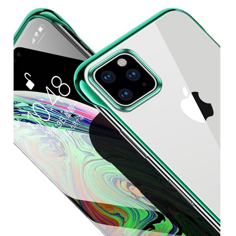 Cover iPhone 11 Pro Max Rød Mobilcover Gennemsigtig Sulada- Og Metaleffekt