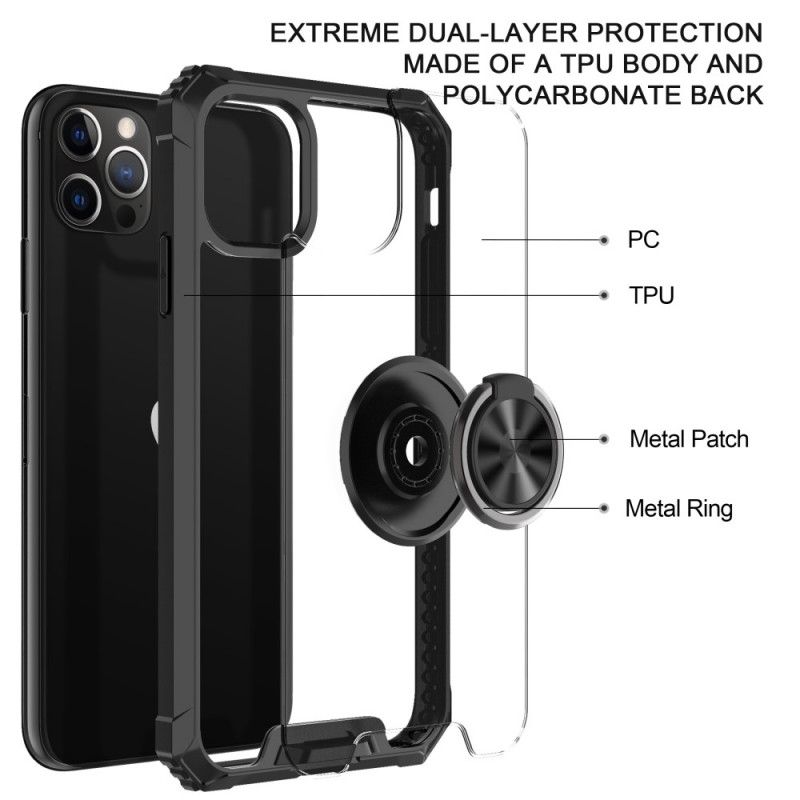 Cover iPhone 11 Pro Max Sort Gennemsigtig Med Støttering