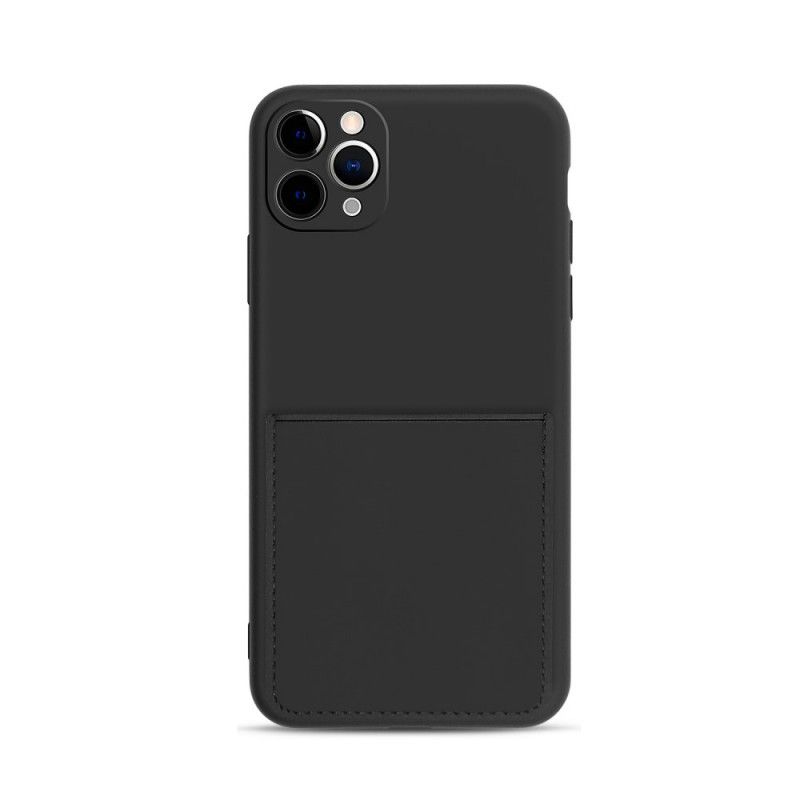 Cover iPhone 11 Pro Max Sort Kortholder Af Silikone Og Imiteret Læder