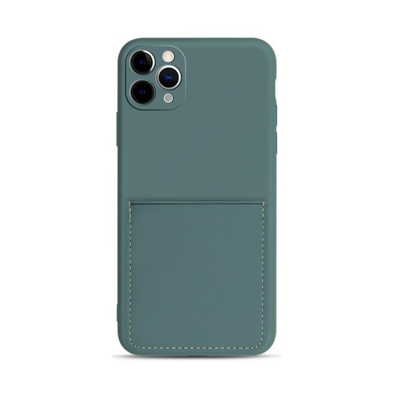 Cover iPhone 11 Pro Max Sort Kortholder Af Silikone Og Imiteret Læder