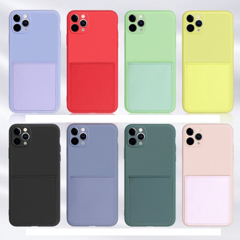 Cover iPhone 11 Pro Max Sort Kortholder Af Silikone Og Imiteret Læder