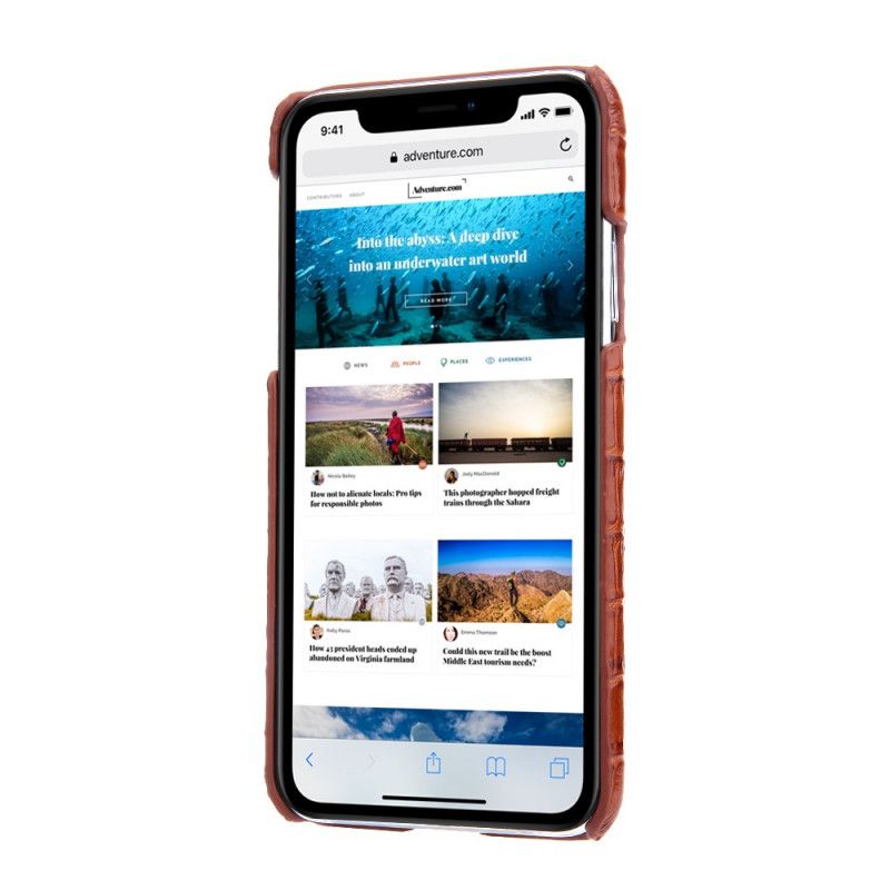 Cover iPhone 11 Pro Max Sort Mobilcover Ægte Krokodillestil Med Rem