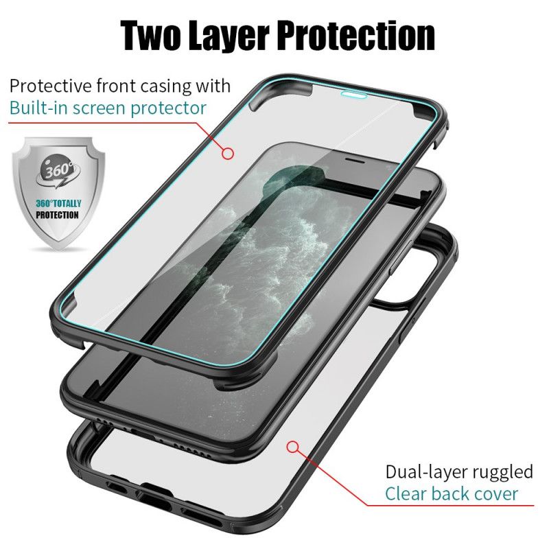 Cover iPhone 11 Pro Max Sort Mobilcover Hærdet Glas Foran Og Bag