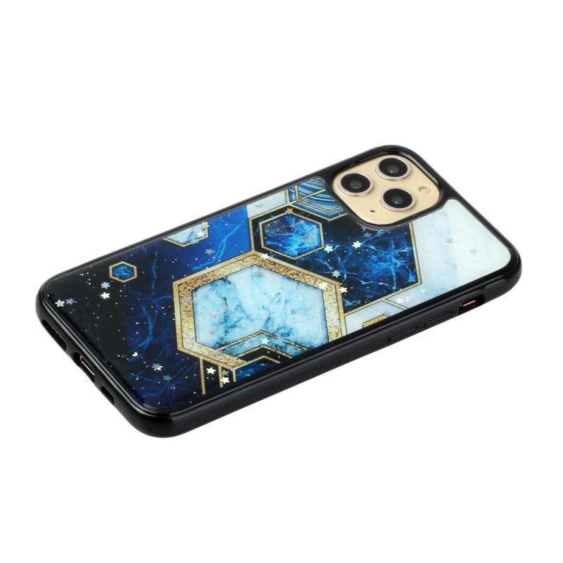 Cover iPhone 11 Pro Max Sort Silikone Og Epoxymarmor Stil