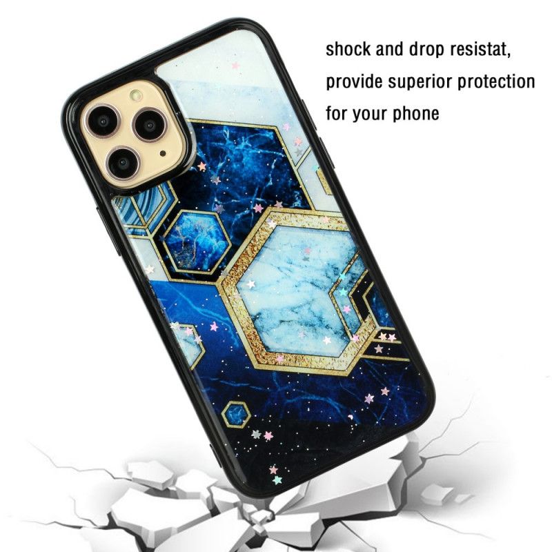 Cover iPhone 11 Pro Max Sort Silikone Og Epoxymarmor Stil