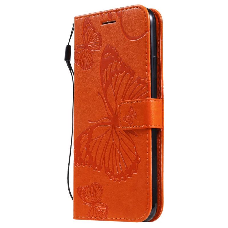 Flip Cover iPhone 11 Pro Max Orange Mobilcover Kæmpestore Sommerfugle