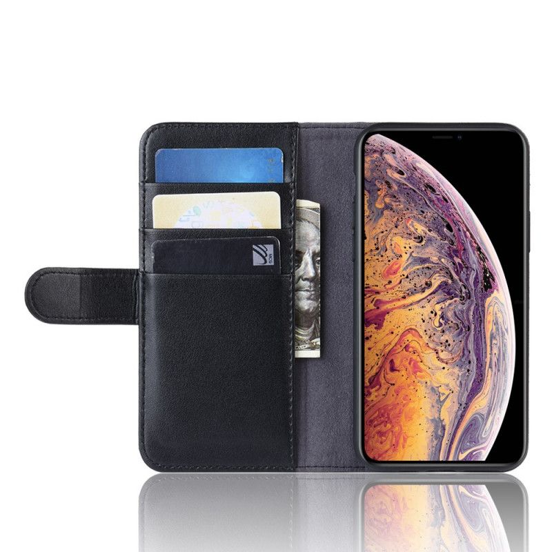 Flip Cover iPhone 11 Pro Max Sort Ægte Læder