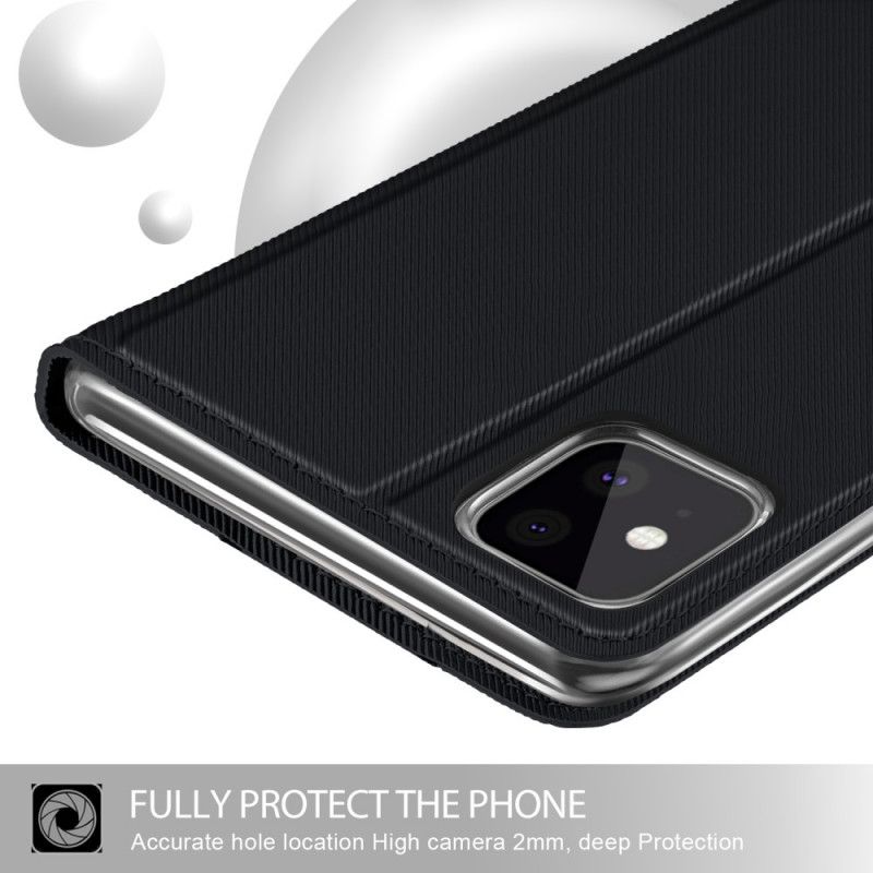 Flip Cover iPhone 11 Pro Max Sort Lodret Tofarvet Imiteret Læder