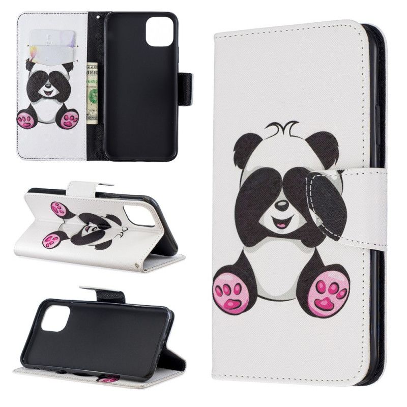 Flip Cover Læder for iPhone 11 Pro Max Sjov Panda