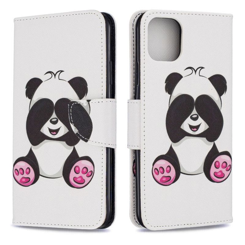 Flip Cover Læder for iPhone 11 Pro Max Sjov Panda