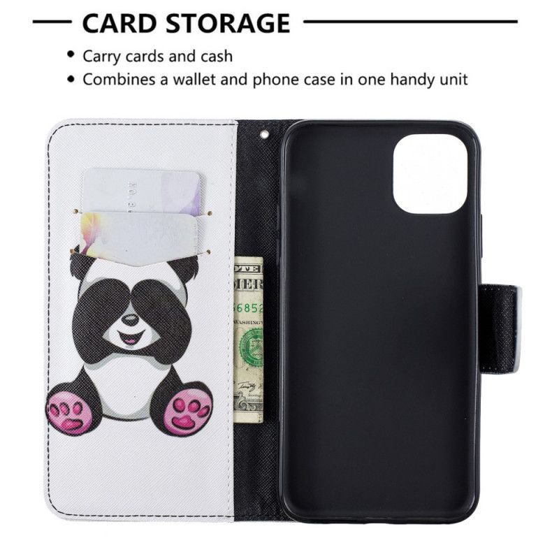 Flip Cover Læder for iPhone 11 Pro Max Sjov Panda