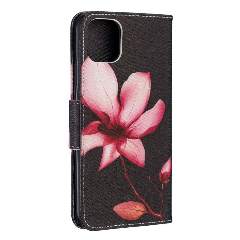 Flip Cover Læder iPhone 11 Pro Max Lyserød Blomst