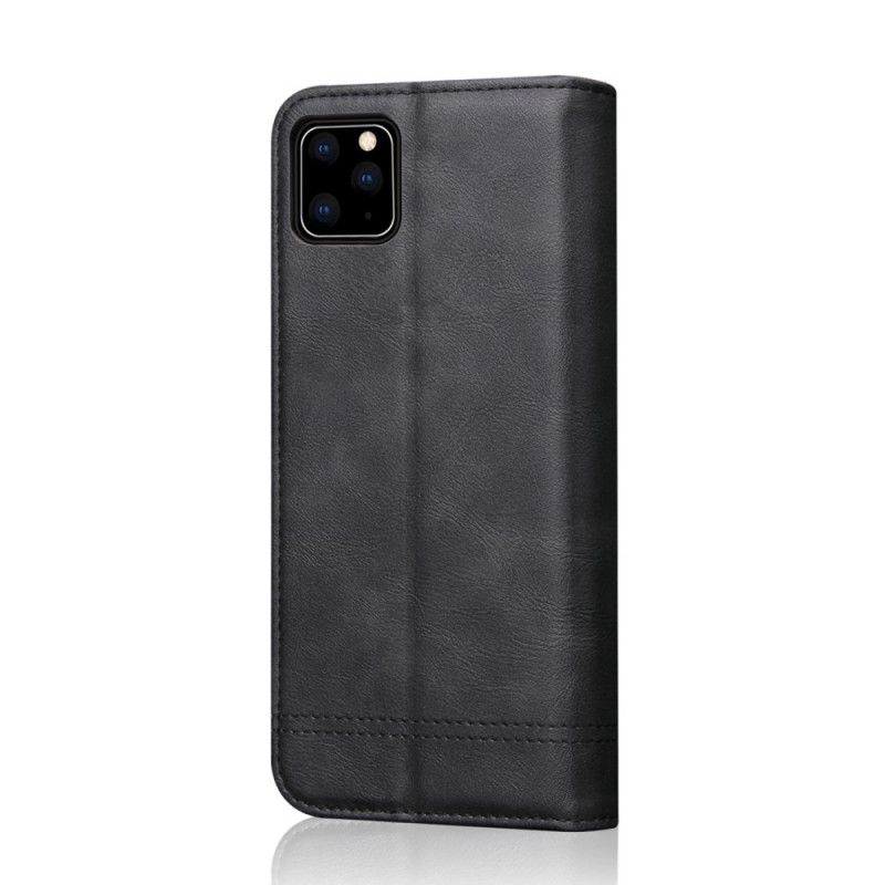 Læder Cover for iPhone 11 Pro Max Sort Syet Lædereffekt