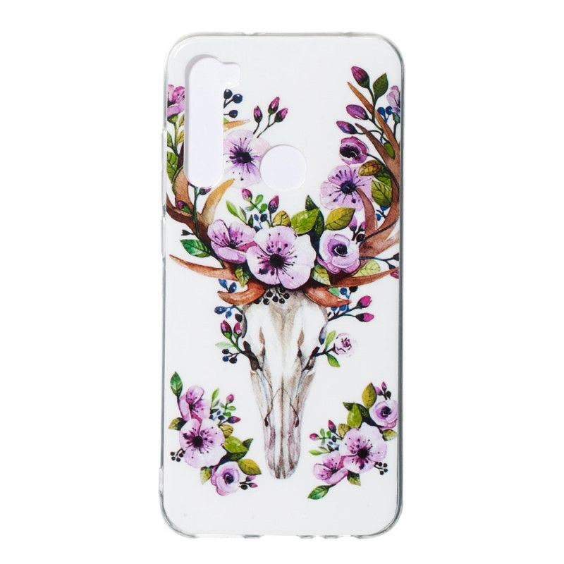 Cover Xiaomi Redmi Note 8 Mobilcover Fluorescerende Elg Med Blomster