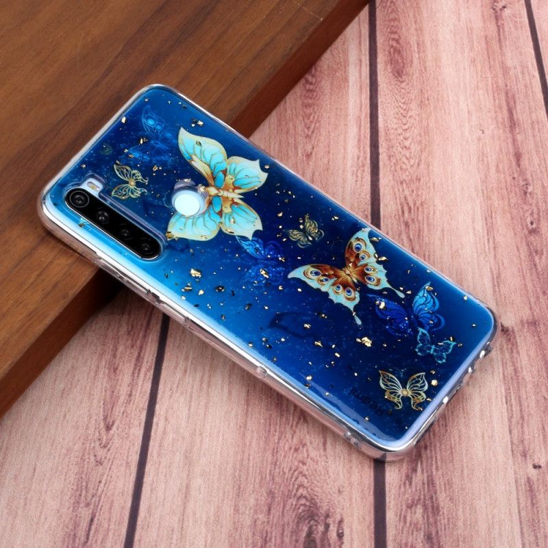 Cover Xiaomi Redmi Note 8 Sommerfugle Og Glitter Beskyttelse