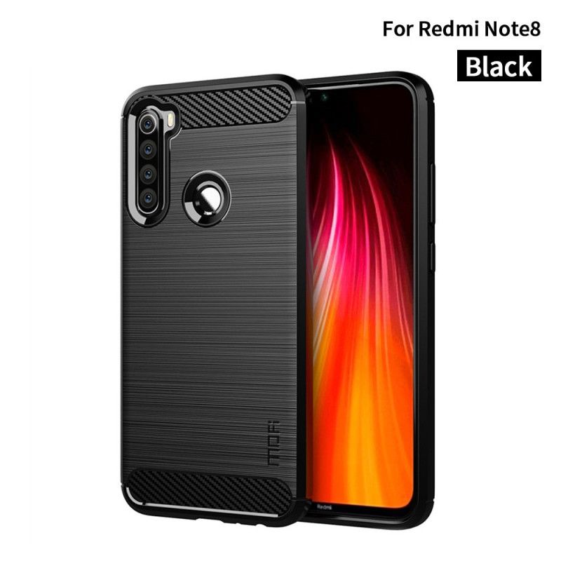 Cover Xiaomi Redmi Note 8 Sort Mofi Børstet Kulfiber