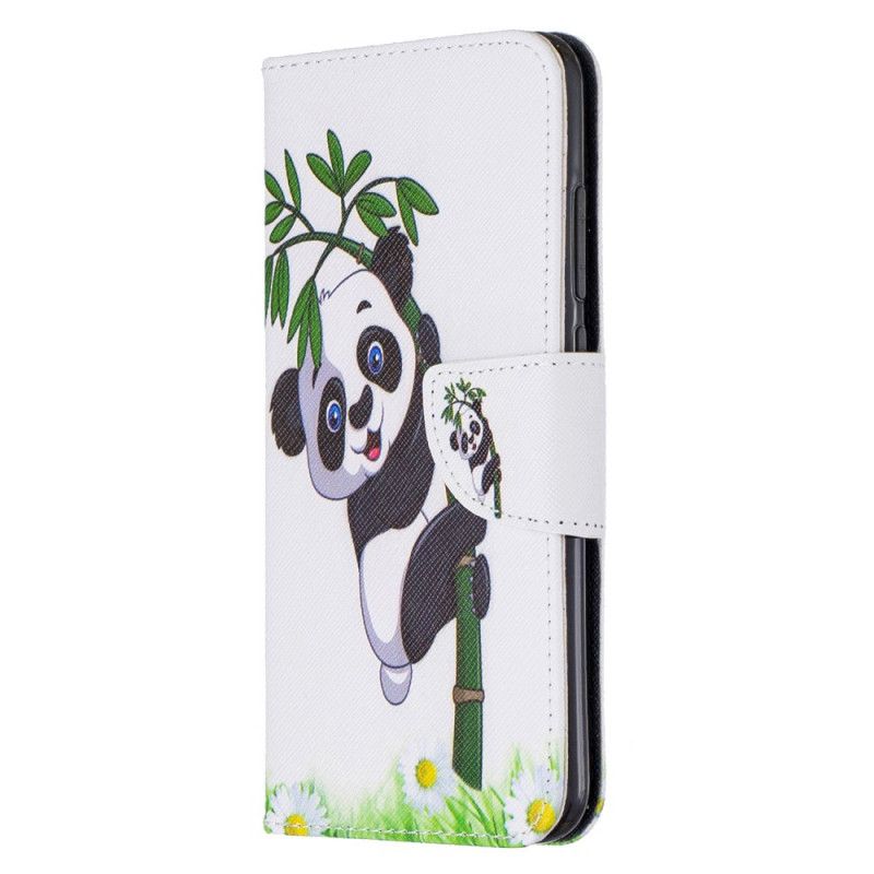 Flip Cover Læder for Xiaomi Redmi Note 8 Panda På Bambus