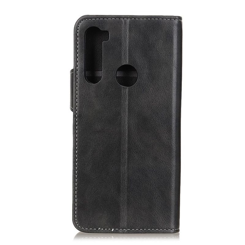 Flip Cover Læder for Xiaomi Redmi Note 8 Sort Syning Af Kunstnerisk Knap