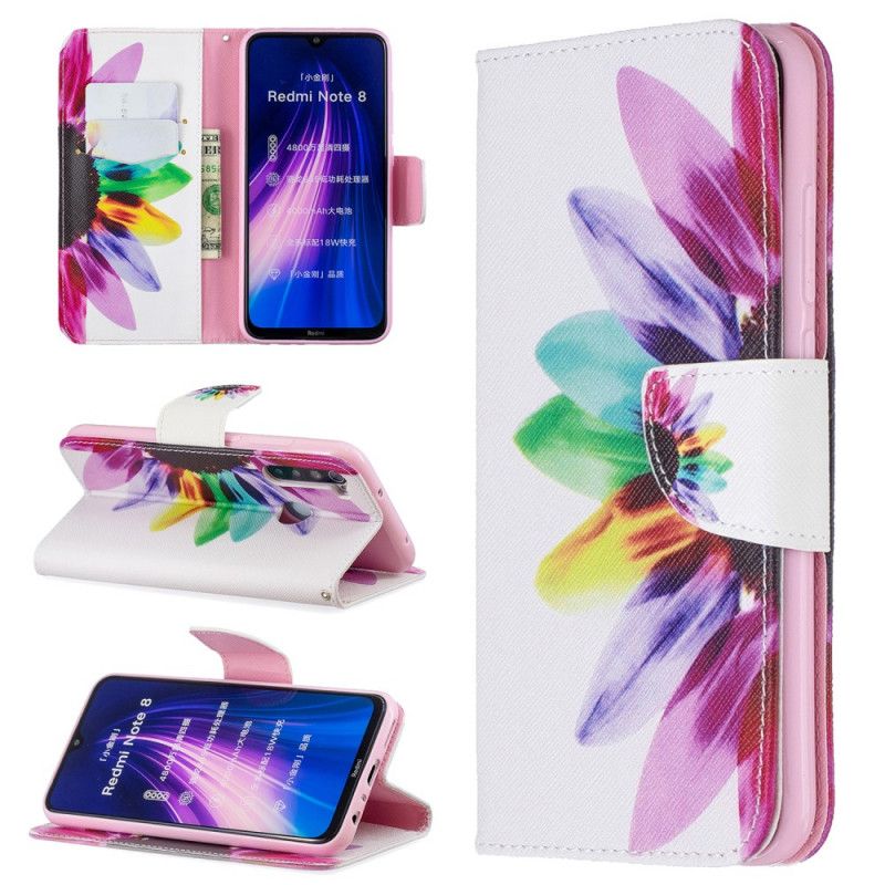 Flip Cover Læder Xiaomi Redmi Note 8 Akvarelblomst