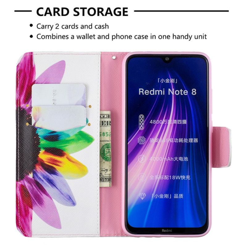 Flip Cover Læder Xiaomi Redmi Note 8 Akvarelblomst