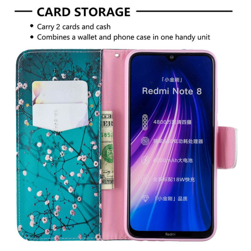 Flip Cover Læder Xiaomi Redmi Note 8 Blomstrende Træ