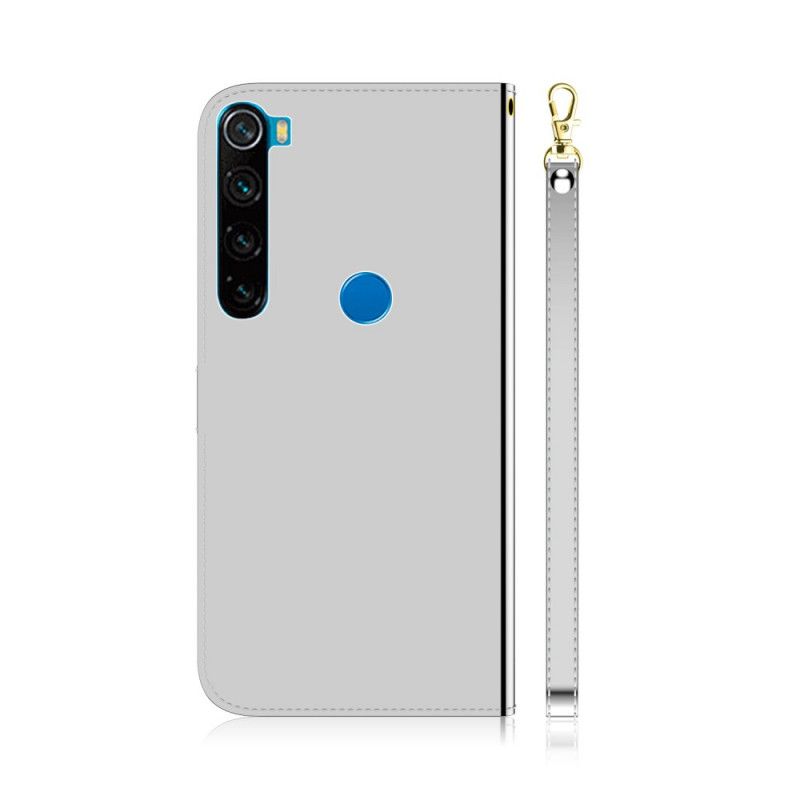 Flip Cover Læder Xiaomi Redmi Note 8 Sort Spejlbetræk I Imiteret Læder