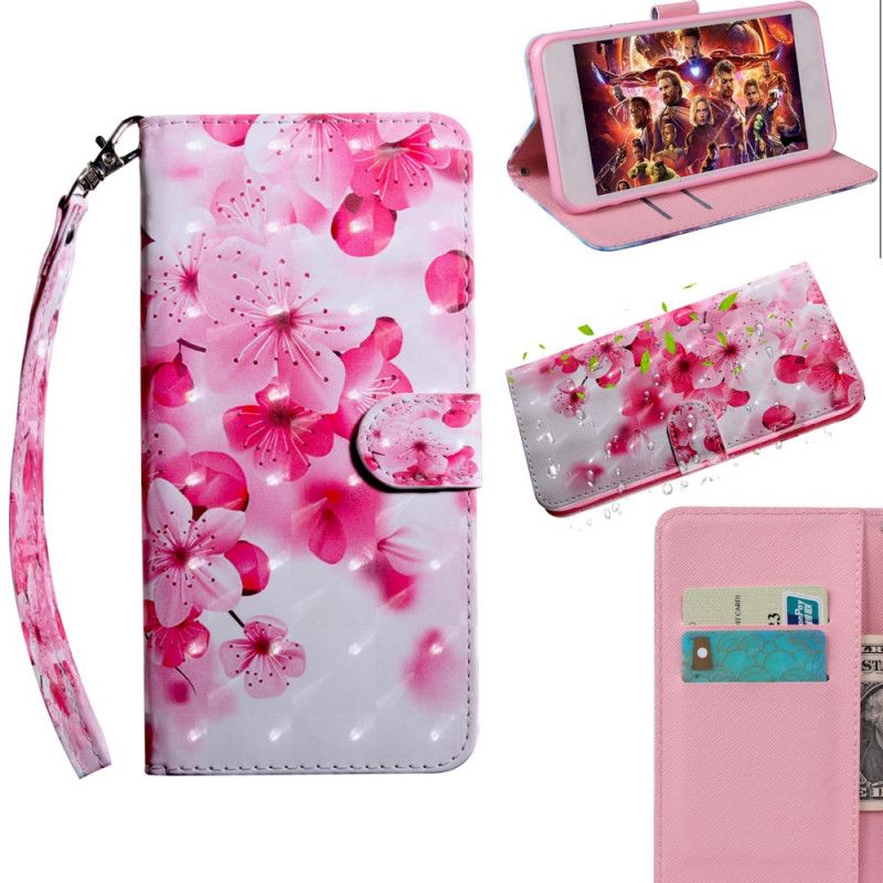 Flip Cover Xiaomi Redmi Note 8 Mobilcover Blændende Lyserøde Blomster