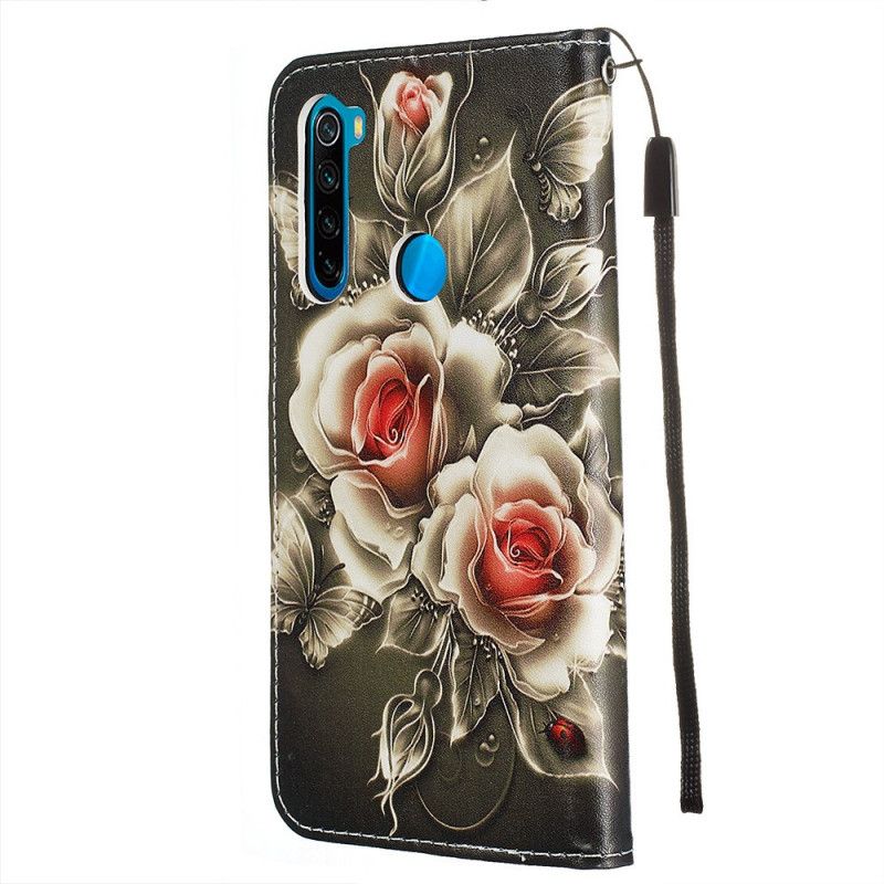 Flip Cover Xiaomi Redmi Note 8 Mobilcover Sort Rose Med Rem