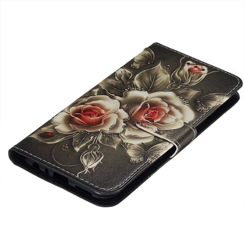 Flip Cover Xiaomi Redmi Note 8 Mobilcover Sort Rose Med Rem