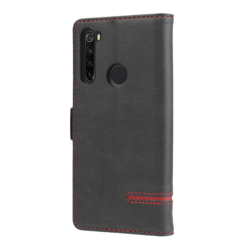 Flip Cover Xiaomi Redmi Note 8 Sort Fin Linje Dobbelt Flap