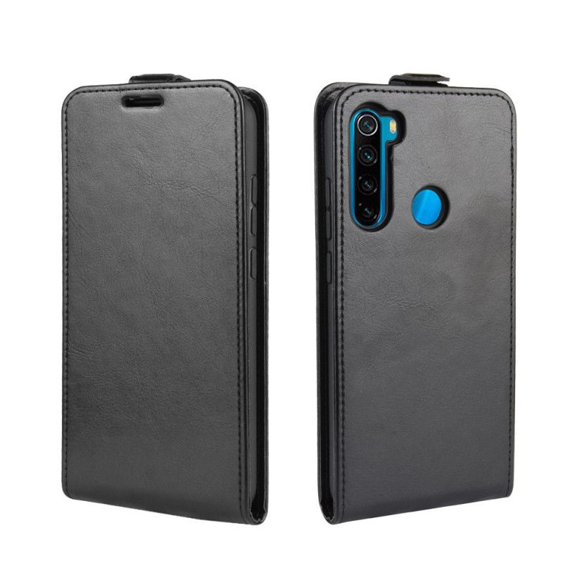 Flip Cover Xiaomi Redmi Note 8 Sort Foldning Af Lædereffekt