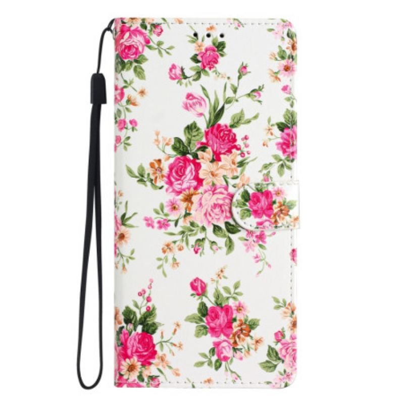 Flip Cover Moto G73 5G Med Snor Rem Liberty Flowers