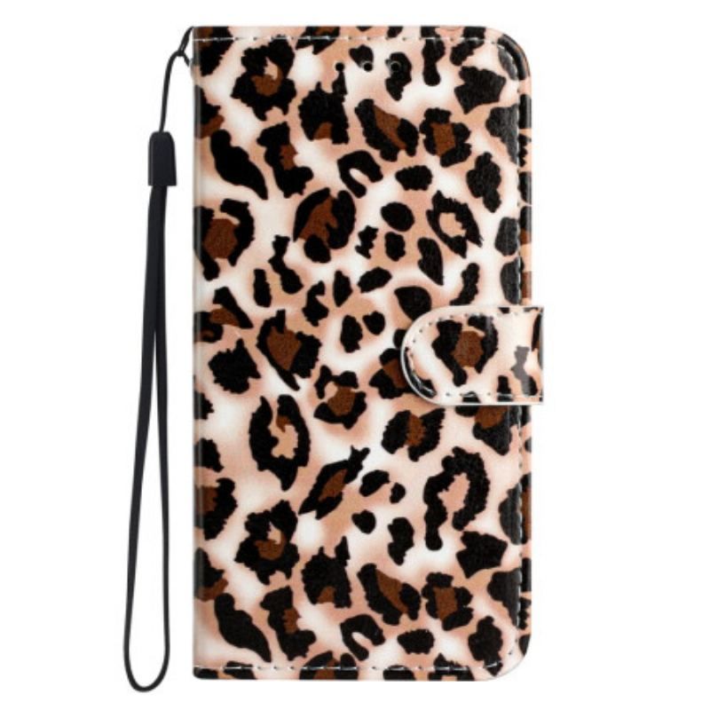 Flip Cover Moto G73 5G Med Snor Strappy Leopard Print