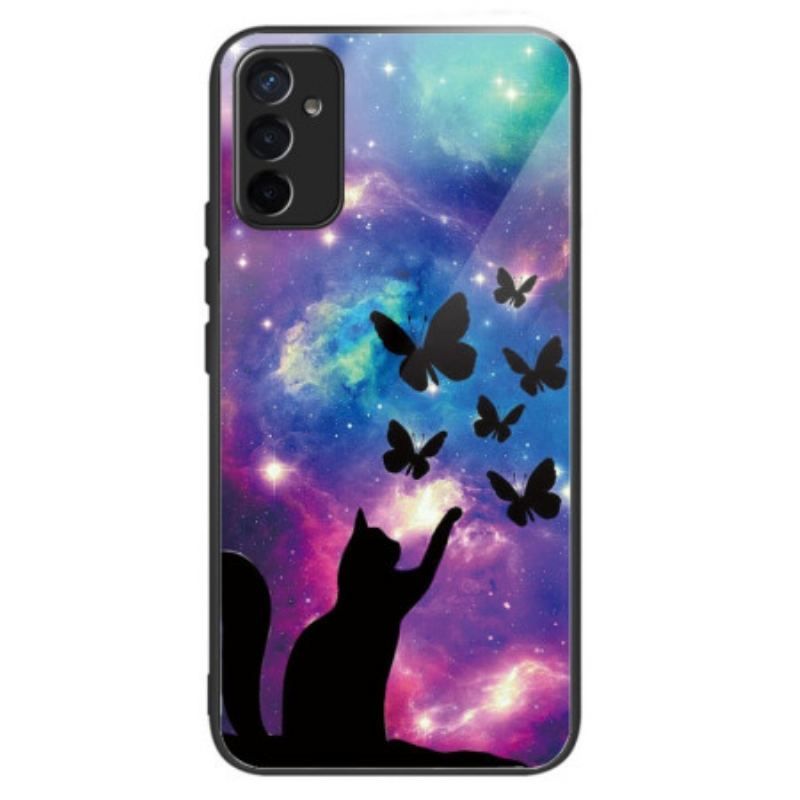 Cover Samsung Galaxy M13 Hærdet Glas Kat Og Sommerfugle