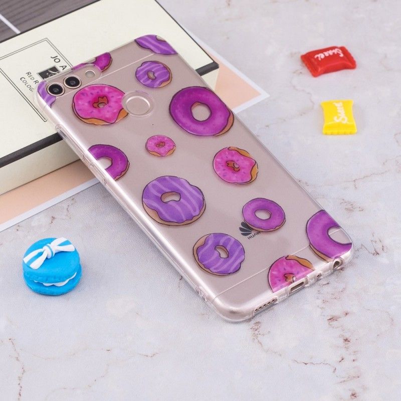 Cover for Huawei P Smart Gennemsigtig Donuts Fan