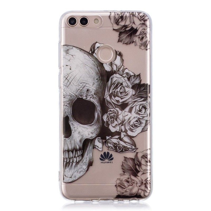 Cover Huawei P Smart Gennemsigtig Blomstret Kranium