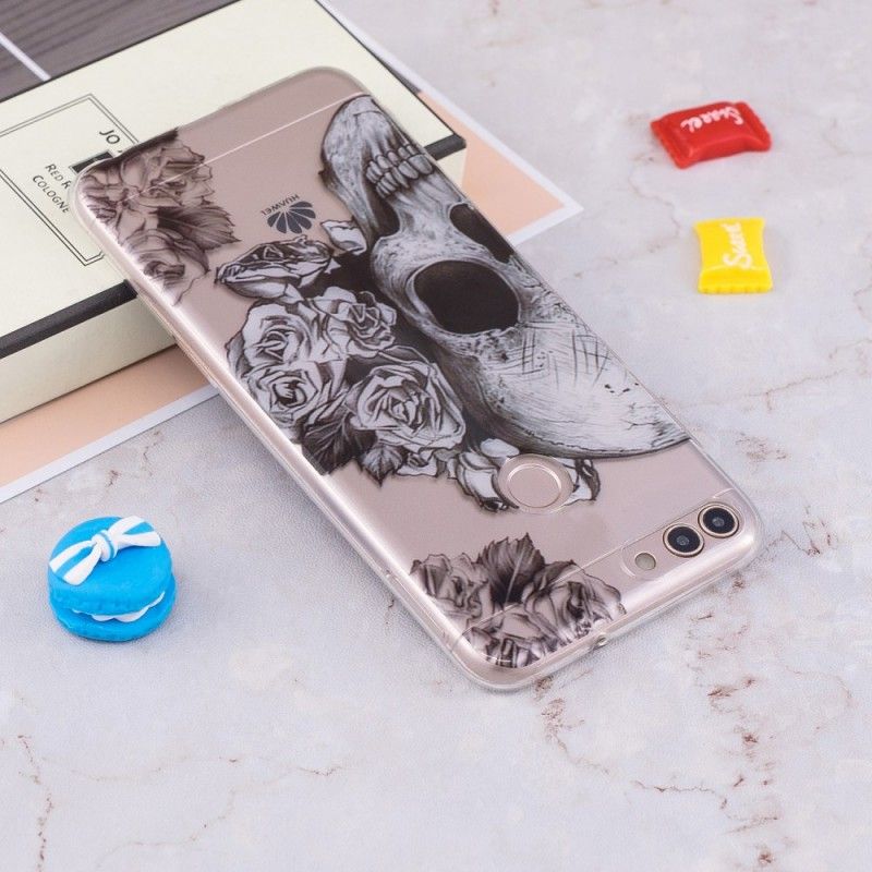 Cover Huawei P Smart Gennemsigtig Blomstret Kranium