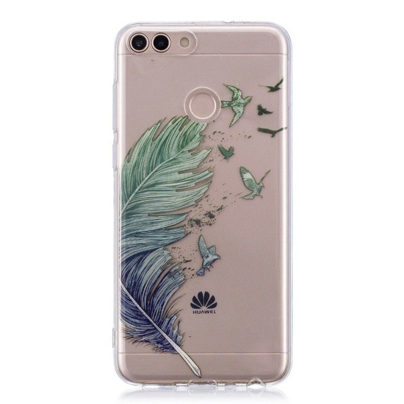 Cover Huawei P Smart Mobilcover Gennemsigtig Farvet Fjer