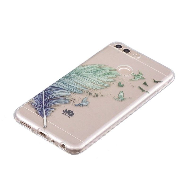 Cover Huawei P Smart Mobilcover Gennemsigtig Farvet Fjer