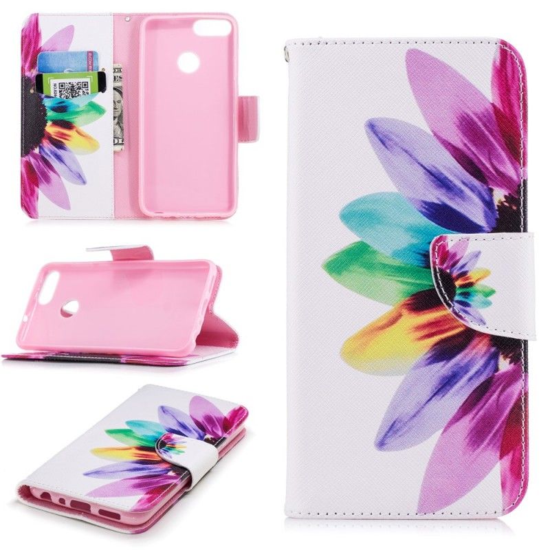 Flip Cover Læder for Huawei P Smart Akvarelblomst