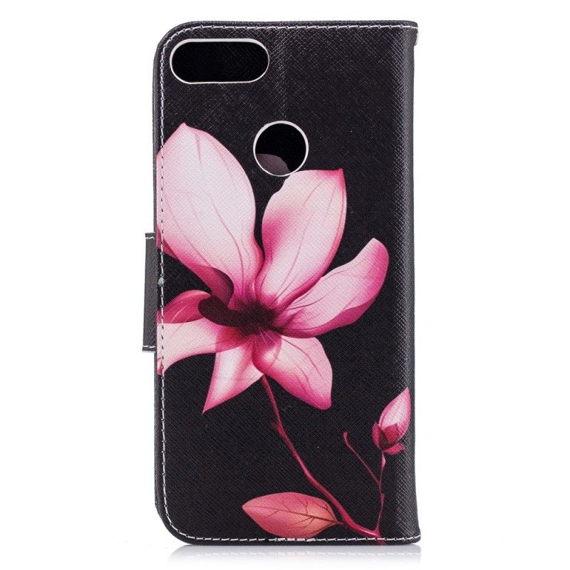 Flip Cover Læder Huawei P Smart Lyserød Blomst Original